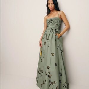 Reformation Olive Floral Maxi Dress